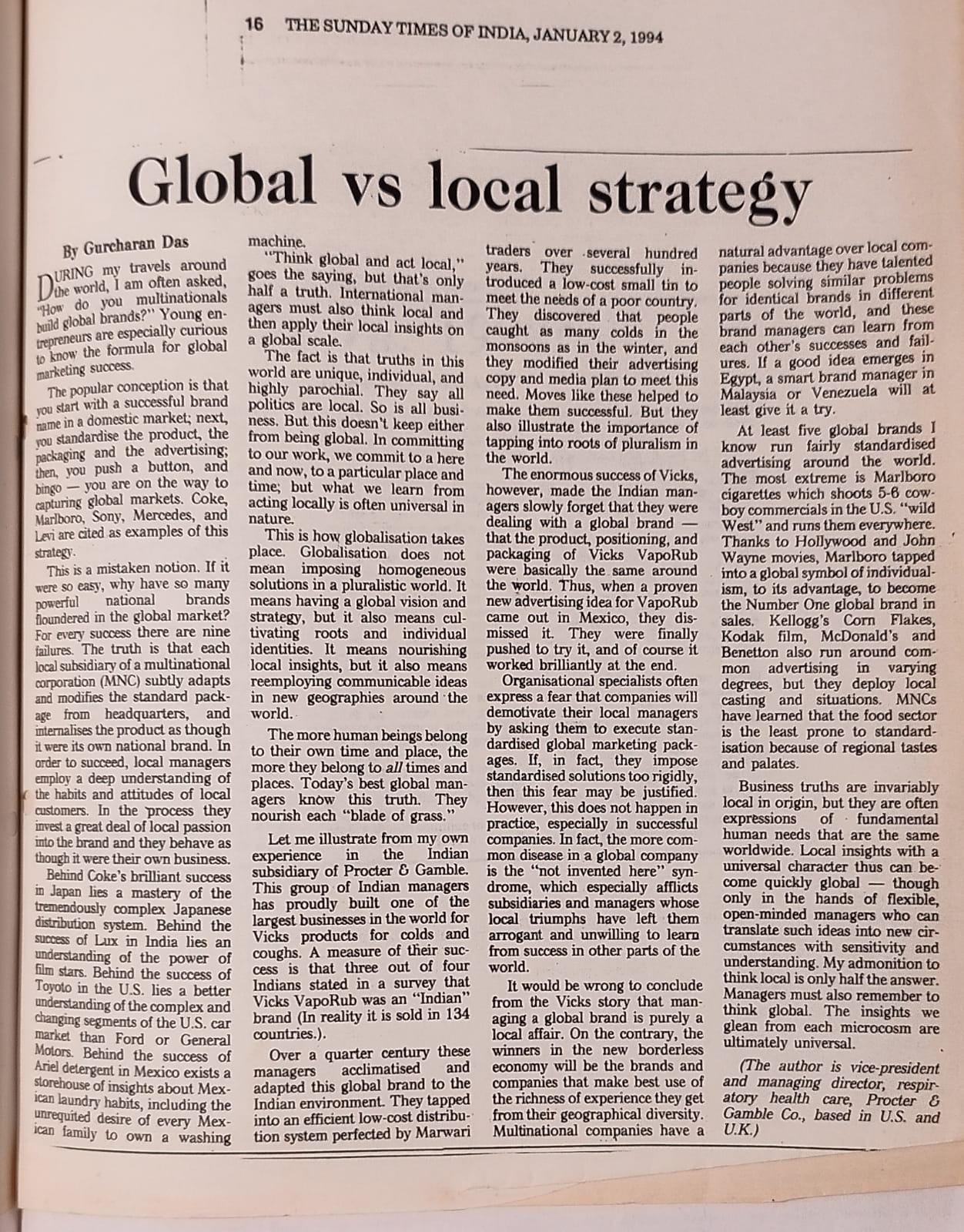 Global vs local strategy
